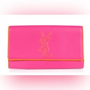 SAINT LAURENT
Goatskin Colorblock Belle De
Jour Clutch Fuchsia